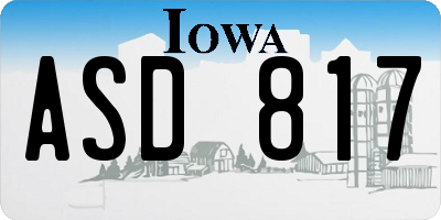 IA license plate ASD817