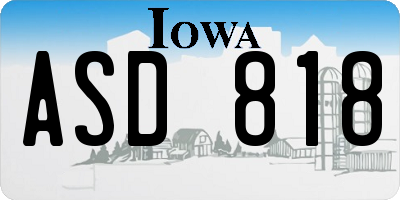 IA license plate ASD818