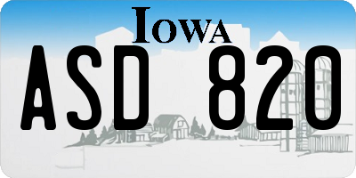 IA license plate ASD820