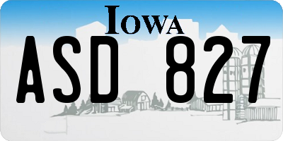 IA license plate ASD827