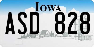 IA license plate ASD828