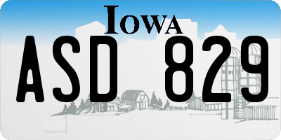 IA license plate ASD829