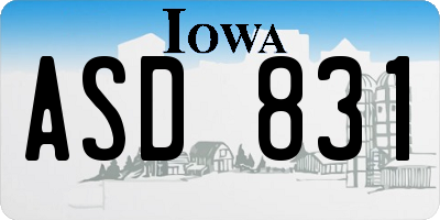IA license plate ASD831