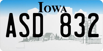 IA license plate ASD832
