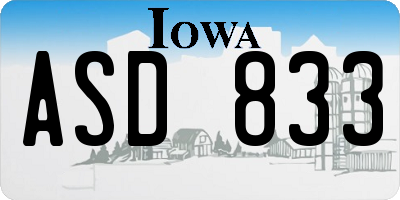 IA license plate ASD833