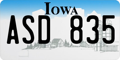 IA license plate ASD835