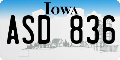 IA license plate ASD836