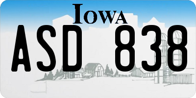 IA license plate ASD838