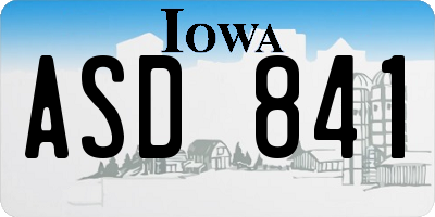 IA license plate ASD841