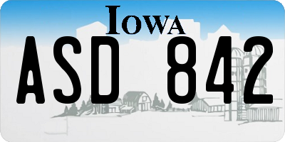 IA license plate ASD842