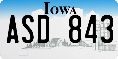 IA license plate ASD843