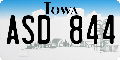 IA license plate ASD844