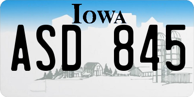 IA license plate ASD845