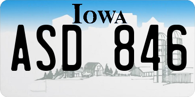IA license plate ASD846