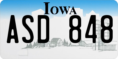 IA license plate ASD848
