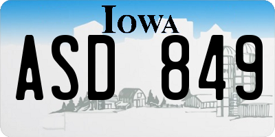 IA license plate ASD849
