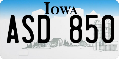 IA license plate ASD850