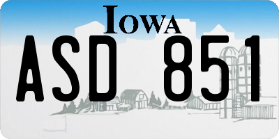 IA license plate ASD851