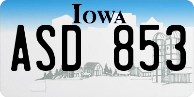 IA license plate ASD853