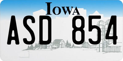 IA license plate ASD854