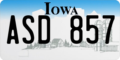 IA license plate ASD857