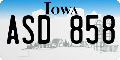 IA license plate ASD858