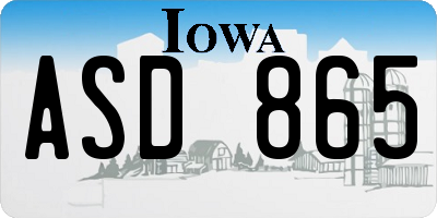 IA license plate ASD865