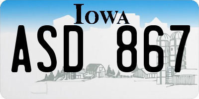 IA license plate ASD867