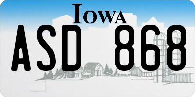 IA license plate ASD868