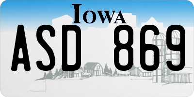 IA license plate ASD869