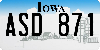 IA license plate ASD871