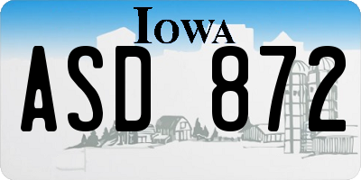 IA license plate ASD872