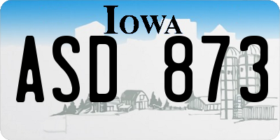 IA license plate ASD873