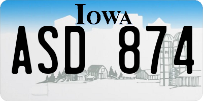 IA license plate ASD874