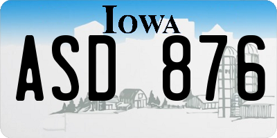 IA license plate ASD876
