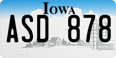 IA license plate ASD878