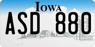 IA license plate ASD880