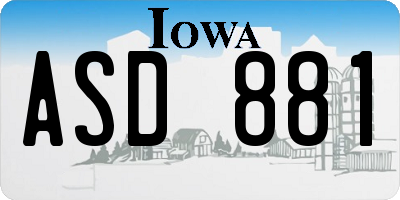 IA license plate ASD881