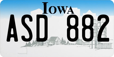 IA license plate ASD882