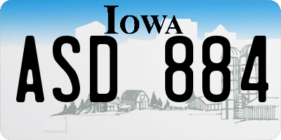 IA license plate ASD884