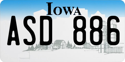 IA license plate ASD886