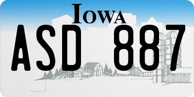 IA license plate ASD887