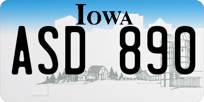 IA license plate ASD890