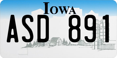 IA license plate ASD891