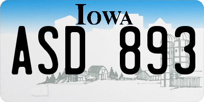IA license plate ASD893