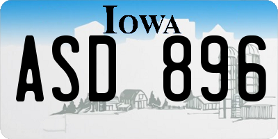 IA license plate ASD896