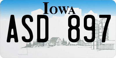 IA license plate ASD897