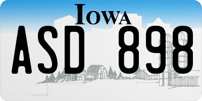 IA license plate ASD898
