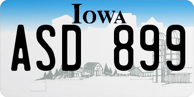 IA license plate ASD899