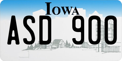 IA license plate ASD900